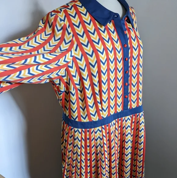 Modcloth Multicolor Chevron Midi Dress - Picture 8 of 12